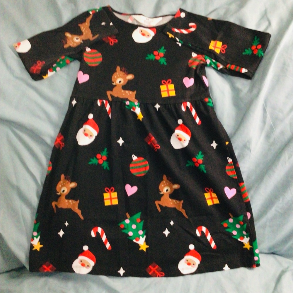 H&M Black Holiday Print Dress